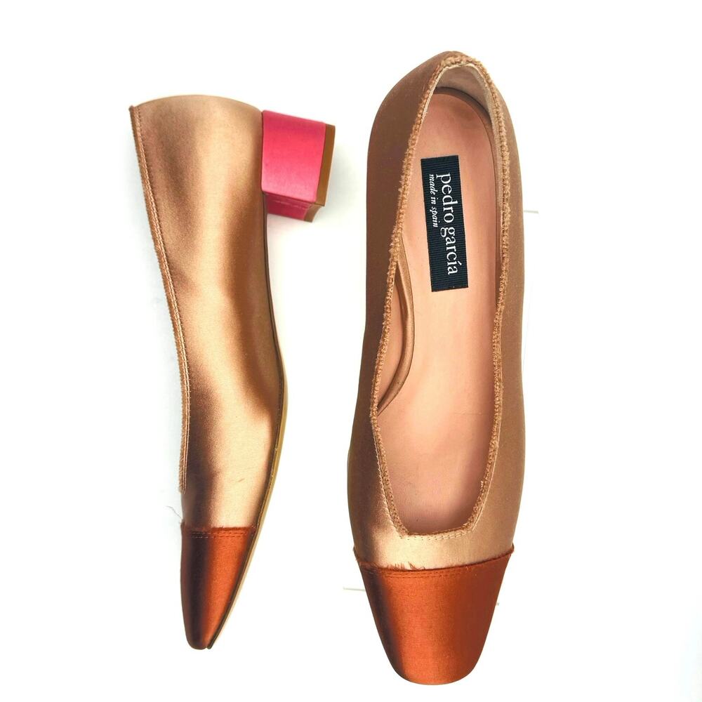 Pedro Garcia Eladia Champagne Pink Satin Colorblock Heel Pumps Size 10